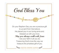 Btysun Cadeau chrétien pour femme, bracelet en or avec croix pour femme, cadeau de confirmation pour adolescentes, baptême, bracelet religieux, bijou religieux avec verset de la Bible, Coloful - 16.5+