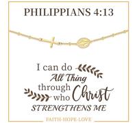 Btysun Cadeau chrétien pour femme, bracelet en or avec croix pour femme, cadeau de confirmation pour adolescentes, baptême, bracelet religieux, bijou religieux avec verset de la Bible, Gold Plated