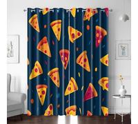 BTYWH Lot de 2 Rideaux Opaque Oeillet, Gâteau Pizza Motif Rideaux Occultant Thermique Isolant pour Chambre Salon L x H 200 x 180cm Décoration de Maison Cuisine