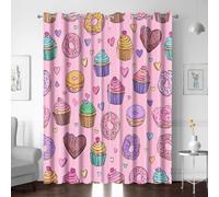 BTYWH Lot de 2 Rideaux Opaque Oeillet, Pain De Dessin Animé Glace Rideaux Occultant Thermique Isolant pour Chambre Salon L x H 200 x 180cm Décoration de Maison Cuisine
