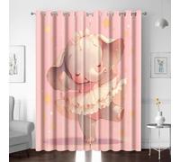 BTYWH Rideau Occultant Thermique, Mignon Éléphant Rose Jupe 2 Pièces Isolant et Anti Froid et Chaleur, Rideau Opaque À Oeillets pour Chambre Cuisine, Décoration de Fenêtre 300x270cm