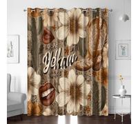 BTYWH Rideaux Occultants 3D Impression Lèvres Fleurs Cactus Vintage Thermique Isolant Anti Froid Et Chaleur, 2 Pièce, 220x215cm, Rideaux Opaque avec Oeillet pour Salon et Chambre Enfant