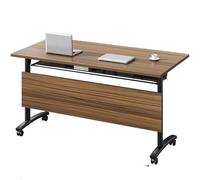 BTZHY Table Table d'ordinateur Pliable de Bureau, Table de Formation Mobile, roulettes verrouillables, Bases en Acier, Dessus en stratifié, 160 x 40 x 75 cm, Marron