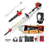 BU-KO 52cc Scie sécateur à essence longue portée et perche d'extension de 75cm avec sac à outils pour un rangement pratique, outil de jardin ultime pour la taille des arbres