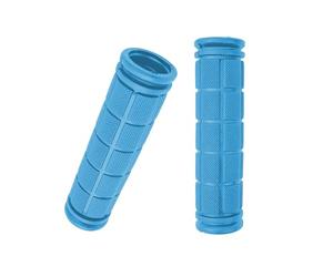 Buaak 1 paire de poignées de vélo antidérapantes en caoutchouc - Pour trottinette Hudora, VTT, scooter, vélo (bleu, 22 mm)