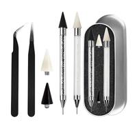 Buaak Lot de 6 crayons de cire pour strass - Outil de ramassage de pierres précieuses pour nail art - Deux stylos à strass avec deux pinces et deux pointes de rechange