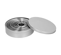 Buachois 12Pcs Round Cutting Die Set, Stainless Steel, with Storage Box | Round Hollow Punching Mold Kit, Multi Size Circle Cutters for Dough Biscuit Gummy And Clay Craft Making Projects
