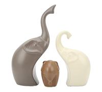 Buachois 3 Pcs Céramique Éléphant Figurine, 23cm Vive Étanche Style Moderne Éléphant d'animaux Décoratifs Statue Auspicieux Richesse Bonne Chance Sculpture Ornements pour la Maison Bureau Décor