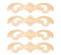 Buachois 4 Pcs Moulure Decorative Bois, 25 x 6 cm Appliques en Bois Sculpture, Moulure Decorative Boisapplique Décalcomanie de Sculpture sur Bois, Meubles de Maison Sculpté Mural de Décoration Bois