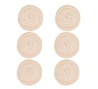 Buachois 6 Pcs Sets de Table Ronds, 20cm Rond Tapis de Table en Tresse d'herbe de Chine, Tapis de Table de Salle à Manger antidérapants résistants à la Chaleur pour Bar à Café à la Maison(Beige)