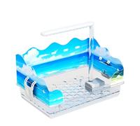 Buachois Automatic Bird Bath, Large Cage Parakeet Indoor Bath Tub with Detachable Pump, Circulating Water Fountain for Pet Birds, African Grey, Cockatiel, Conure, Budgie, Lovebird (Ocean World Bath