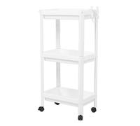 Buachois Bathroom Shelf, Plastic White Freestanding Storage Rack, Bathroom Organizer,Shelving Unit for Laundry, Pantry, Kitchen, Narrow Places (3 Layers with Wheels)