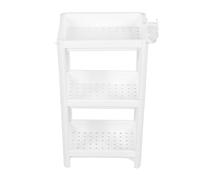 Buachois Bathroom Shelf, Plastic White Freestanding Storage Rack, Bathroom Organizer,Shelving Unit for Laundry, Pantry, Kitchen, Narrow Places (3 Layers)
