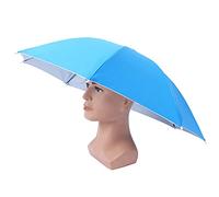 Buachois Chapeau Parapluie, Parapluie de PêChe Coupe Vent avec écran Solaire, Chapeau Parapluie Mains Libres, Parapluie Pliant pour Pêche en Plein Air, Randonnée(Bleu)