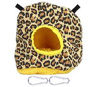 Buachois Chaussade Chaude, hamac à Oiseaux Round Forme Soft Soft Save Espace Easy Clean Sénalisation Hiver Chaussure Perrot Nest House for Parrot Parakeet Cockatiel Conure Budgie (Imprimé léopard)