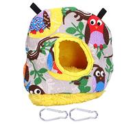 Buachois Chaussade Chaude, hamac à Oiseaux Round Forme Soft Soft Save Espace Easy Clean Sénalisation Hiver Chaussure Perrot Nest House for Parrot Parakeet Cockatiel Conure Budgie (Hibou de Fond Gris)