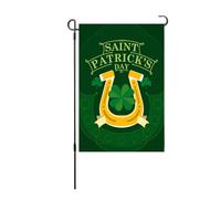 Buachois Drapeau de Jardin Saint Patrick, Drapeau Vertical Double Face avec Trèfles pour Pelouse Jardin Extérieur, Motif Feuille Symbolisant l'Espoir, Lavable en Machine, Polyester (Tapez 2)