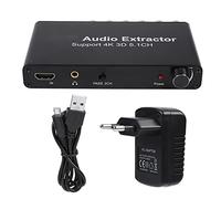Buachois Extracteur Audio, Convertisseur Adaptateur HDMI, Décodeur Audio 4K 3D HDMI 5.1 Canaux, Convertisseur D'entrée HDMI vers Sortie HDMI SW, CEN, SR, SL, FR, FL, Port Casque 3,5 Mm(UE)