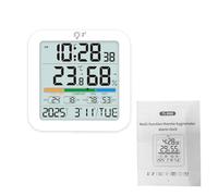 Buachois Hygromètre Thermomètre Numérique avec Écran LCD Rétroéclairage, Enregistrements Min Max 24H Indicateur Confort Montage Mur ou Table Horloge Maison Capteur Température Humi