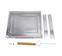 Buachois Panier de Grillade BBQ en Acier Inoxydable Portable pour Camping, avec Séparateurs Amovibles pour Poisson Viande Légumes, Grille Rectangulaire pour Barbecue Jardin Pique n (Poignée unique)