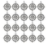 Buachois Pendentifs à Breloque Boussole 20 Pièces, Perles D'espacement en Alliage, Breloque pour La Fabrication de Bijoux pour Bracelets, Colliers, Boucles D'oreilles, Porte-clés