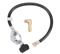 Buachois Régulateur de Gaz pour Barbecue avec Flexible, Tuyau 22 Pouces Embout Femelle 3/8 Pouce Alliage pour Distributeur Gaz 2 Voies Raccord QCC1