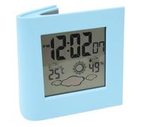 Buachois Réveil Numérique, Batterie Solaire, Réveil Double énergie avec Capteur De Température Et D'humidité, Prévisions Météorologiques, Température Et Humidité, Réveil pour Serre Domestique(Bleu)