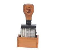 Buachois Sceau de date en bois avec roue, poignée vintage, tampon en caoutchouc avec base pour bricolage, scrapbooking, décoration artistique