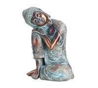Buachois Statue de Bouddha Décoration de Jardin, 23 x 17 x 12.5 cm Peint à la Main Sculpture Méditation Décor Yoga Zen Décor Hindou et Asiatique de l'est pour intérieur Extérieur Feng Shui
