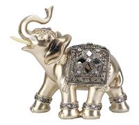 Buachois Statue D'éléphant en Résine, 14 x 15 cm Feng Shui élégante Sculpture Richesse Chanceuse Figurine, Statue Ornement D'éléphant Chanceux Collection pour la Décoration de Bureau à Domicile (M)