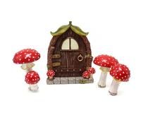 Buachois Statues de Champignons Miniatures de Jardin, phosphorescentes en résine, décoration de Jardin, Porte et fenêtre féerique pour Arbre, Petites Figurines de Champignons en résine