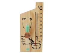 Buachois Thermometre de Sauna Sablier avec Timer, Thermometre 0-140°C Sablier 15 Minutes Cadre Bois Doré Accessoire Sauna pour Bain Sauna ou Hammam