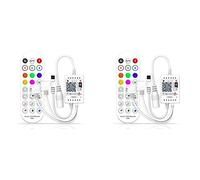 BUAGOUWZ 2X Contrôleur de Musique WiFi Intelligent RVB pour Bande Lumineuse LED + Télécommande Infrarouge 24 Touches Sans pour Bandes Lumineuses de Couleur