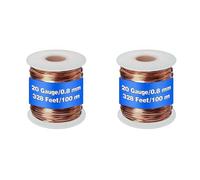 BUAGOUWZ 2X de Cuivre à 99,9%, Calibre 20/0,8 mm de DiamèTre, 328 Pieds/100 M, Bobine de 1 Livre de de Cuivre Pur