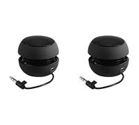 BUAGOUWZ 2X Mini Haut-Parleur de Voyage Portable avec Câble Audio de 3,5 mm Haut-Parleur Rétractable à Batterie Intégrée Basse Tension pour