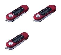BUAGOUWZ 3X Lecteur MP3 Portable USB, Écran LCD Numérique, Bluetooth, Radio FM, Multifonction, Rouge