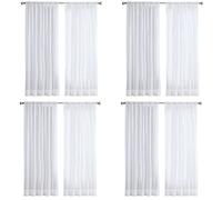 BUAGOUWZ 8 Pcs Super Doux Grande Main Sentiment Blanc Tulle Rideaux pour Salon Décoration Moderne Voile en Mousseline