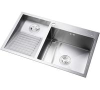 Buanderie Piscine Balcon Maison Acier Inoxydable Évier à Linge Lavabo avec Planche à Laver Facile à Nettoyer Double évier Laverie Piscine Cadeau, A, 80 * 48 * 22cm