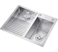 Buanderie Piscine Balcon Maison Acier Inoxydable Évier à Linge Lavabo avec Planche à Laver Facile à Nettoyer Double évier Laverie Piscine Cadeau, A, 60 * 48 * 22cm