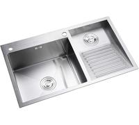 Buanderie Piscine Balcon Maison Acier Inoxydable Évier à Linge Lavabo avec Planche à Laver Facile à Nettoyer Double évier Laverie Piscine Cadeau, B, 80 * 48 * 22cm