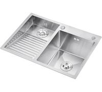 Buanderie Piscine Balcon Maison Acier Inoxydable Évier à Linge Lavabo avec Planche à Laver Facile à Nettoyer Double évier Laverie Piscine Cadeau, A, 70 * 48 * 22cm