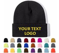 Buaodam Bonnet à Revers tricotés sur Mesure avec Texte,Logo et Motif Imprimé,Personnaliser Casquette Adulte Unisexe, Chapeau Hiver, Doux et Chaud,Cadeaux de Noël