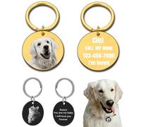 Buaodam Médaille Chien et Chat Identification Gravure Personnalisé, avec Photo Logo Prénom Adresse Tel