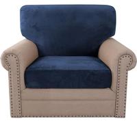 BUAOGDVG Housse de canapé en Velours (2 Housses de Dossier + 2 Housses de Coussin d'assise), Housse de canapé Extensible et antidérapante(Navy,1 Posto)