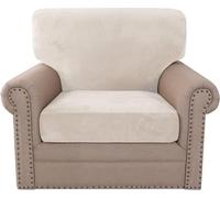 BUAOGDVG Housse de canapé en Velours (2 Housses de Dossier + 2 Housses de Coussin d'assise), Housse de canapé Extensible et antidérapante(Avorio,1 Posto)