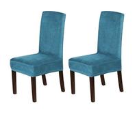 BUAOGDVG Housses de Chaise de Salle à Manger en Velours Extensible, Housses de Protection for chaises de Salle à Manger, Tissu en Velours Doux et Solide, lavables(Blu Pavone,2pcs)