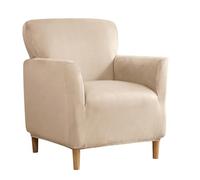BUAOGDVG Housses de Pouf en Velours Extensible, Housse de canapé 1 Place avec Coussin, Housse de Fauteuil(Khaki,Chair)