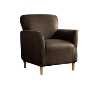 BUAOGDVG Housses de Pouf en Velours Extensible, Housse de canapé 1 Place avec Coussin, Housse de Fauteuil(Dark Brown,Chair)