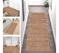 Buatisf Tapis de couloir, de cuisine, long, marron, antidérapant, lavable, au mètre, pour couloir, salle à manger, chambre à coucher, salon