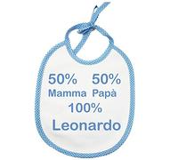 Bubabù Bavoir pour bébé personnalisé avec nom bavoir 20 x 26 cm personnalisés 100% coton fabriqué en Italie - Indiquez le nom dans l'espace de livraison (bleu ciel)